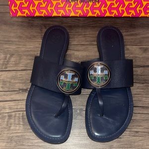 Very comfortable Tory Burch sandals, navy and green size 9 1/2